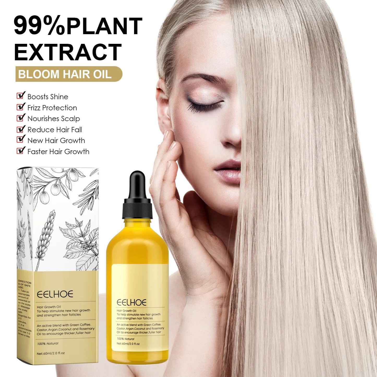 Huile essentielle naturelle de romarin pour la croissance des cheveux